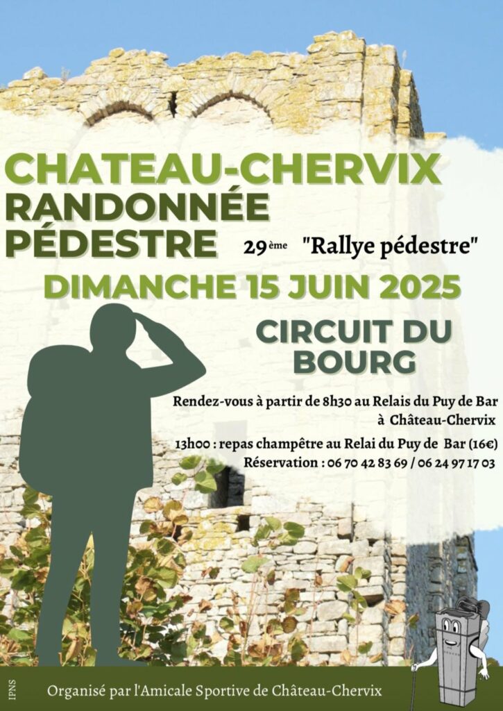 2636872f9c1bf17653813bb5eee985e7 29ime rall Affiche rallye randonnée avec personne et tour médiévale
